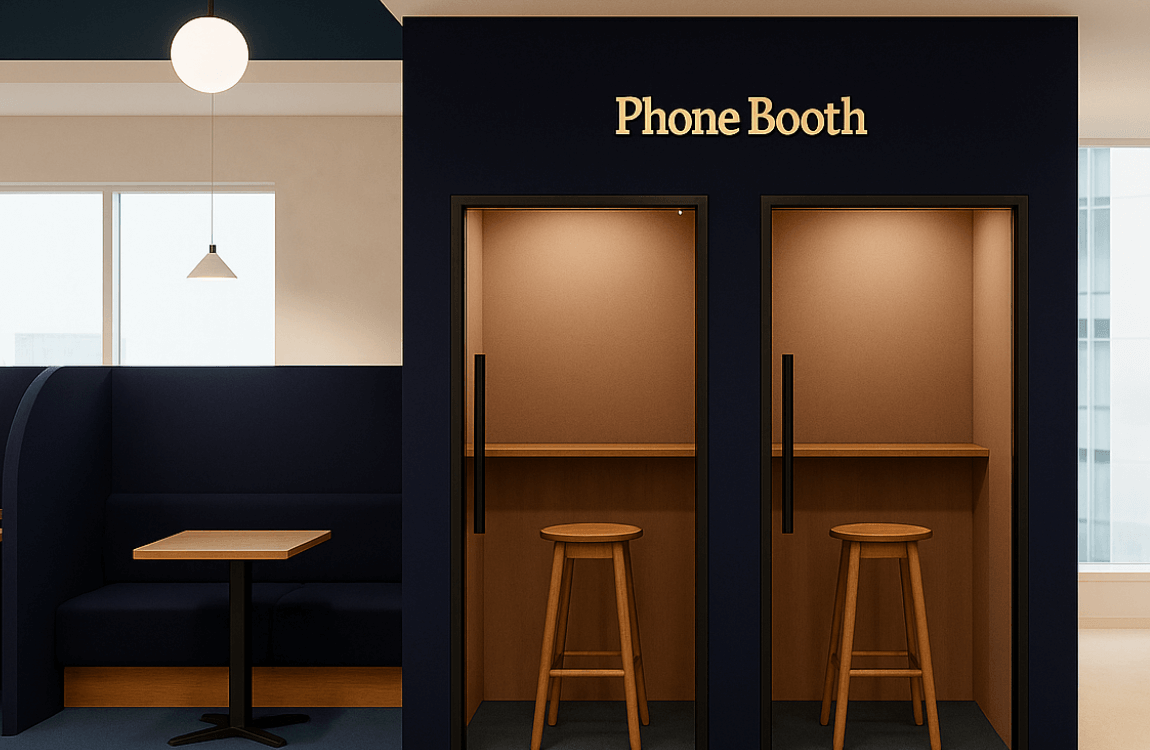 15室のフォンブースが無料で使える！